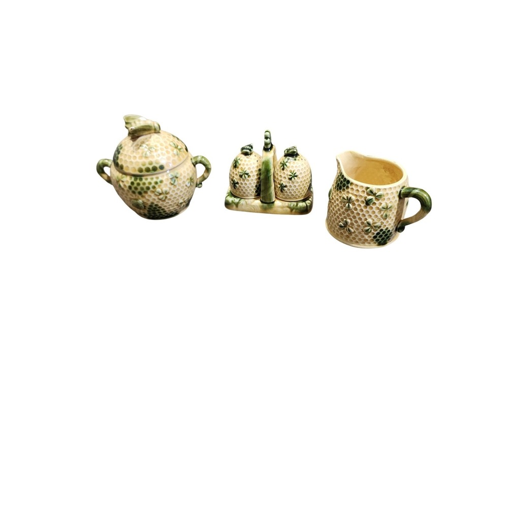 Vintage Brinn's Honey Bee Comb Clover Creamer, Sugar set Lovely, Salt And Pepper